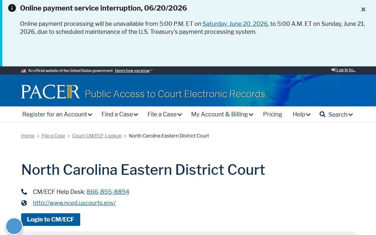 Chowan County Clerk of Superior Court federal PACER distinction