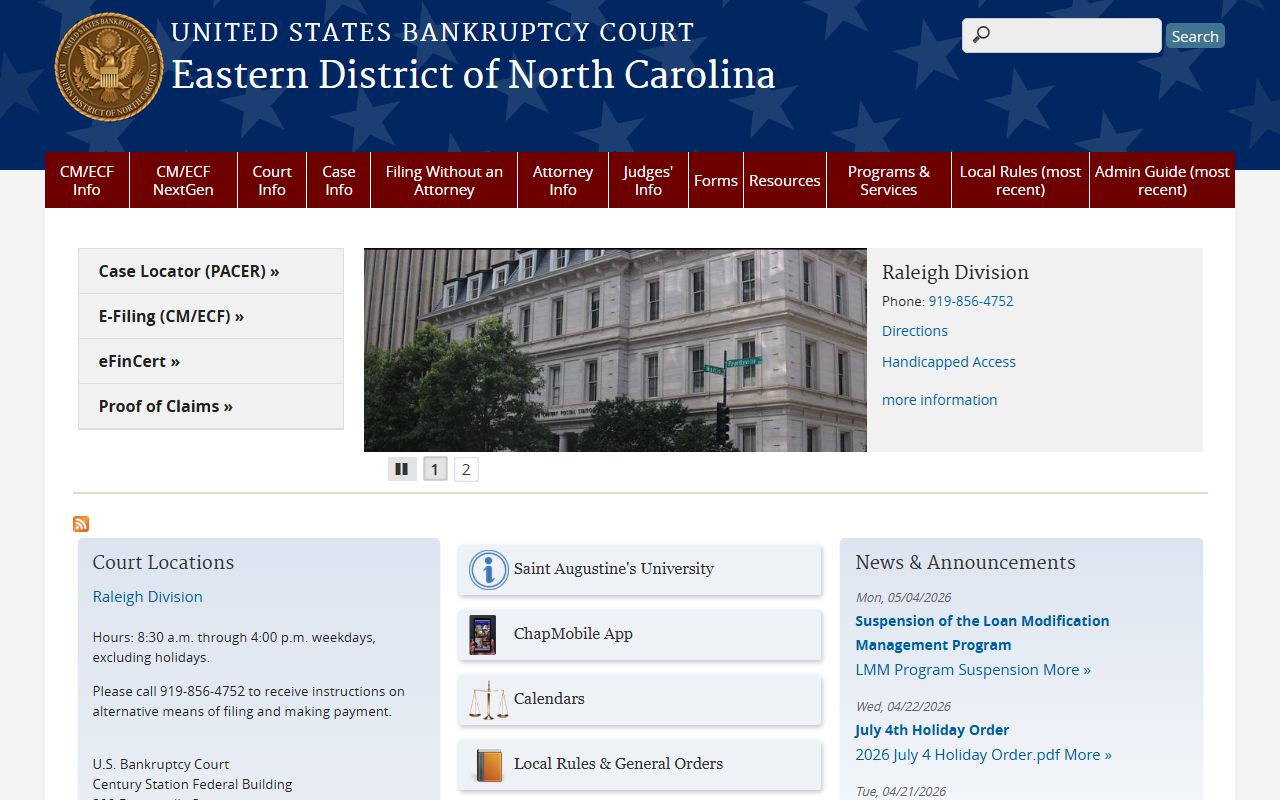 Chowan County Clerk of Superior Court bankruptcy court distinction