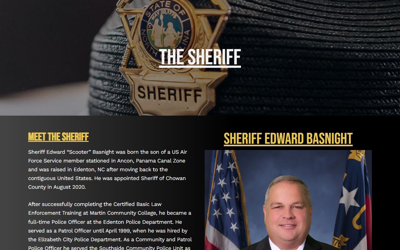 Chowan County arrest records Sheriff Edward Scooter Basnight profile