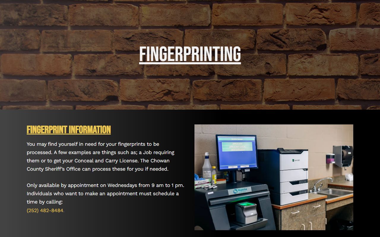 Chowan County arrest records sheriff fingerprinting source