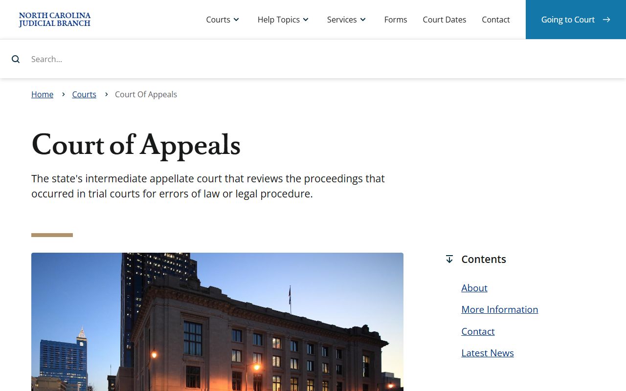 Chowan County court dockets Court of Appeals source