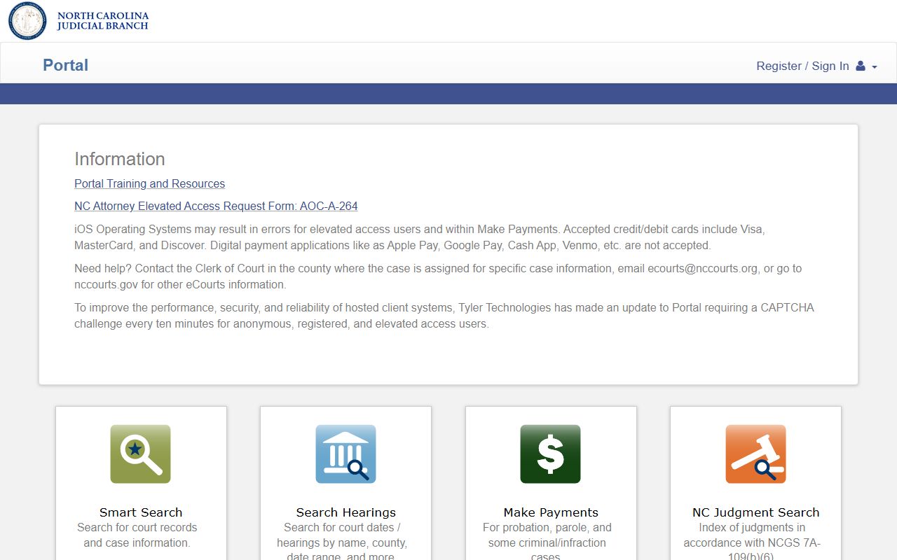 Chowan County court records eCourts Portal homepage