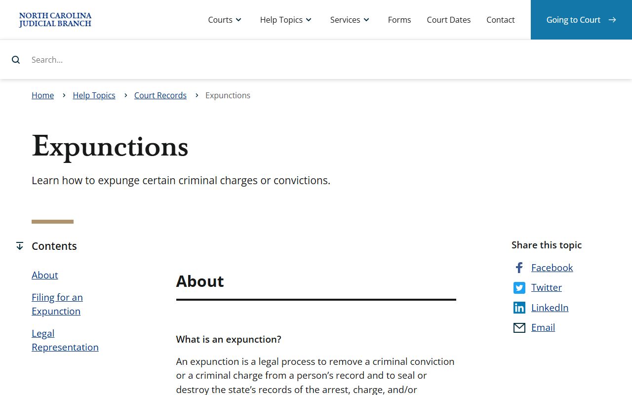 Chowan County criminal court records expunction help