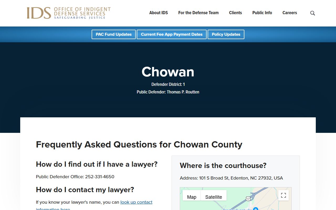 Chowan County criminal court records public defender source