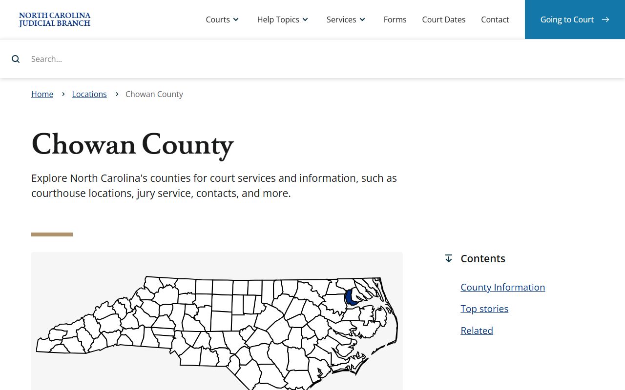 Chowan County court records page on the North Carolina Judicial Branch website