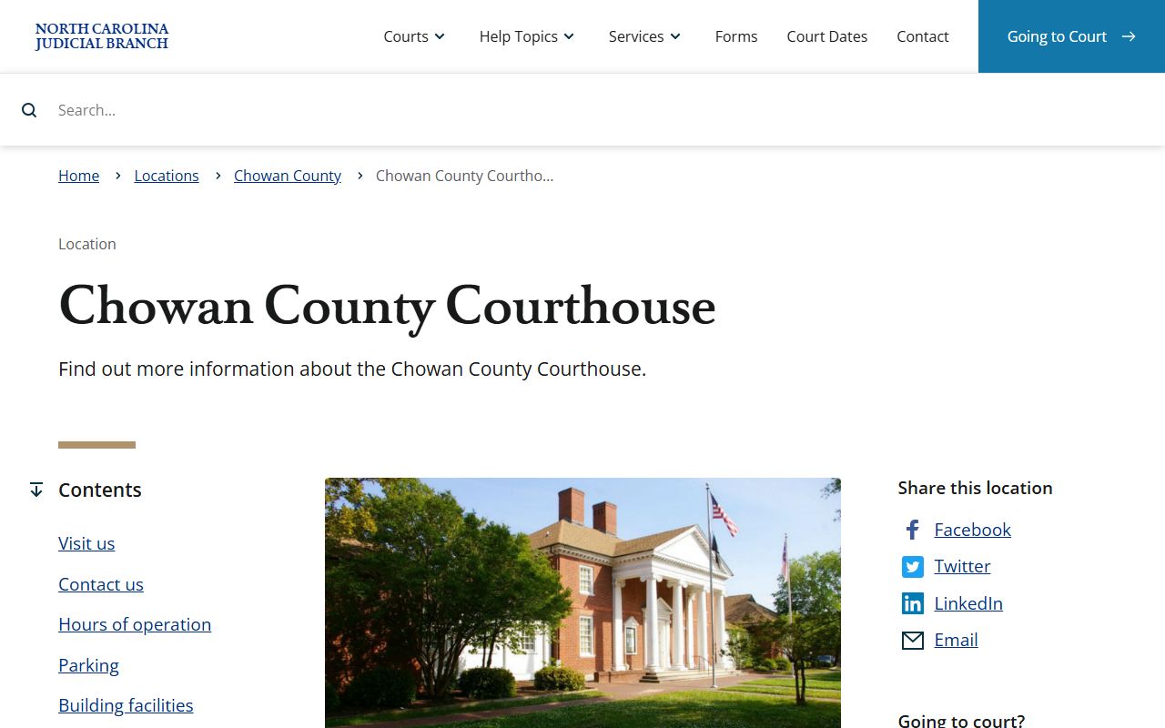 Chowan County court records courthouse information page