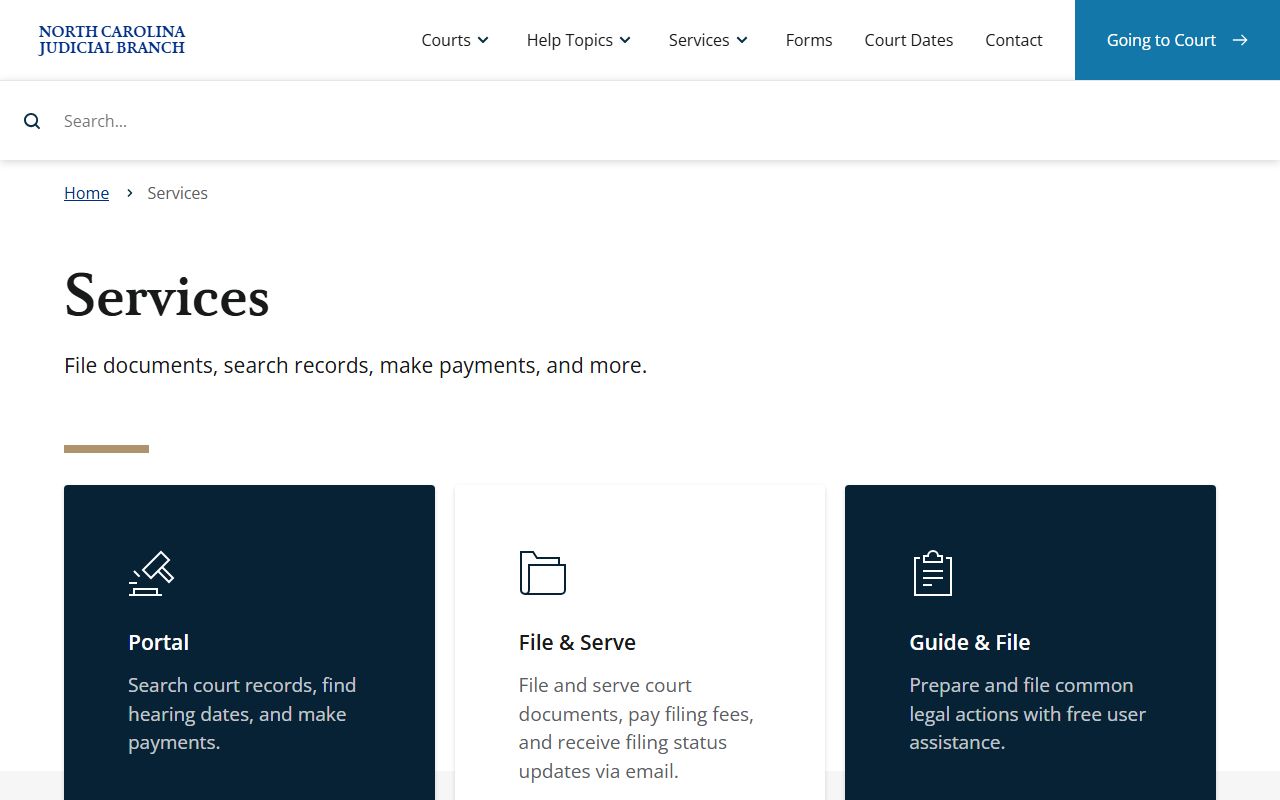 Chowan County court records North Carolina Judicial Branch services page