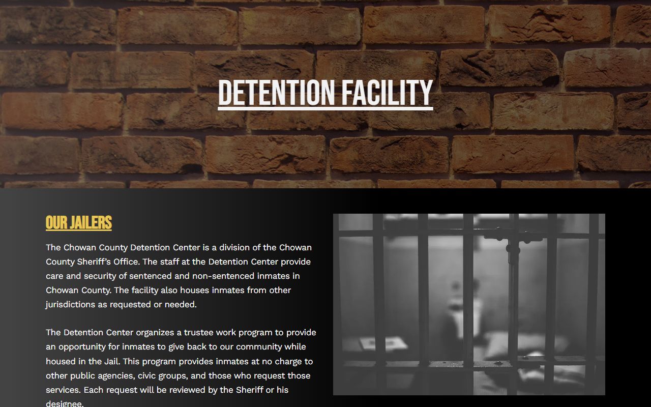 Chowan County inmate search detention facility page