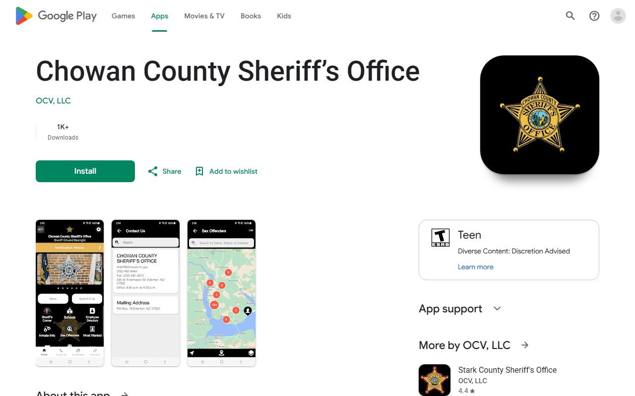 Chowan County warrant records Google Play sheriff app listing